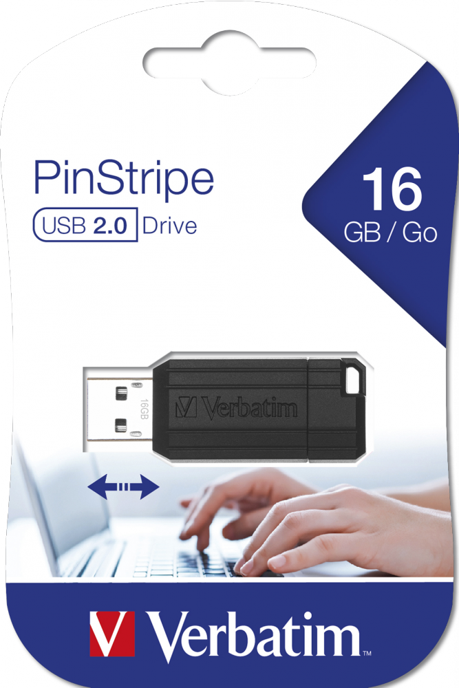 verbatim verbatim pendrive unità usb 2.0 pin stripe da 16 gb nera - foto 1
