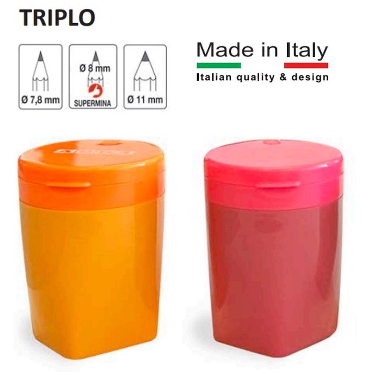 arda arda temperino metallo 3 fori  e contenitore in plastica - foto 3