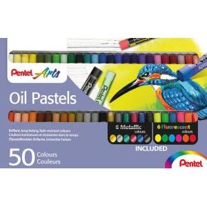 Set da 50 pastelli a olio 38 colorati 6 metal 6 fluo  arts