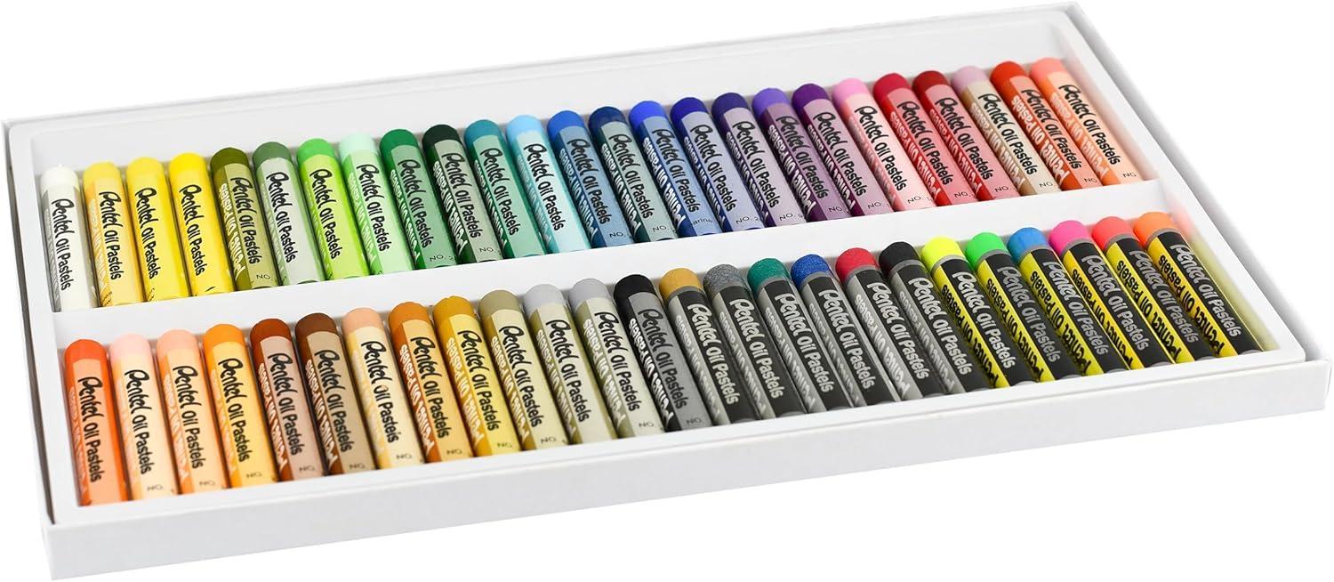 pentel pentel set da 50 pastelli a olio 38 colorati 6 metal 6 fluo pentel arts - foto 3