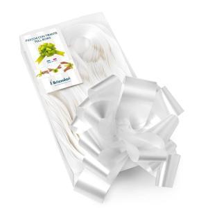 30 pz fiocco strip coccarda autotirante 50 mm bianco 01