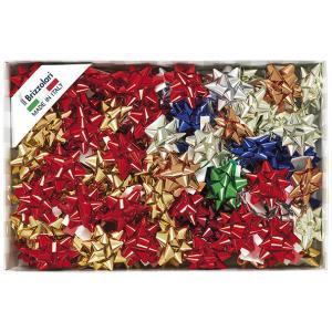 100 pz. coccarde natale medie 14mm autoadesive colori assortiti metal 3170