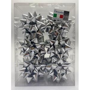 12 pz. coccarde stelle maxi 19mm autoadesive argento metallizzato 3370