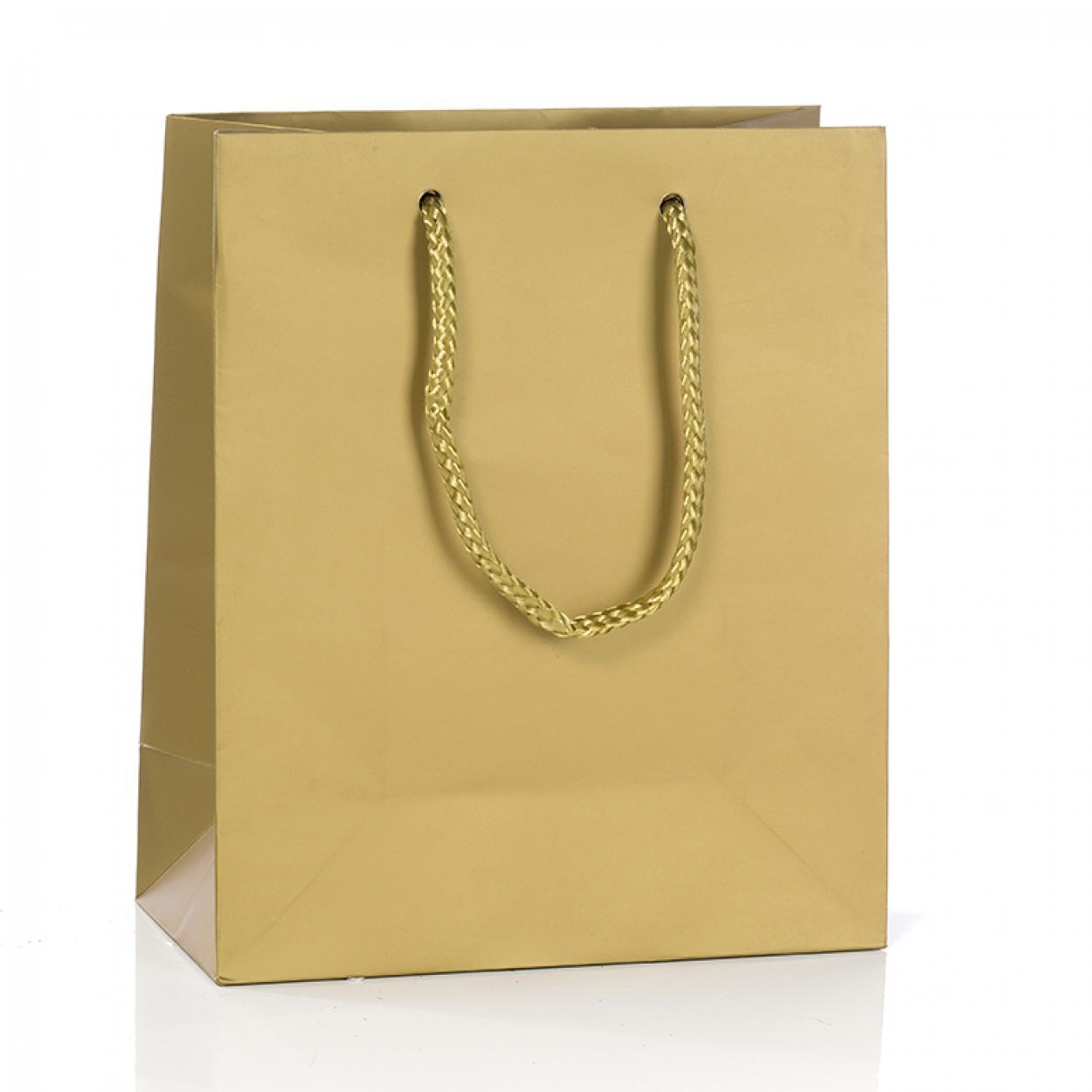 p.n.p. plast pnp buste regalo conf. da 12 pz con manico in cordino 41x36x12 cm oro - foto 1
