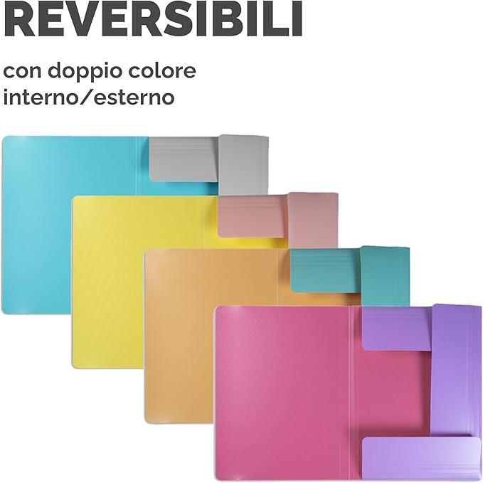 fellowes fellowes cartellina 3 lembi con elastico in ppl formato a4 conf 4 pz. colori assortiti - foto 3