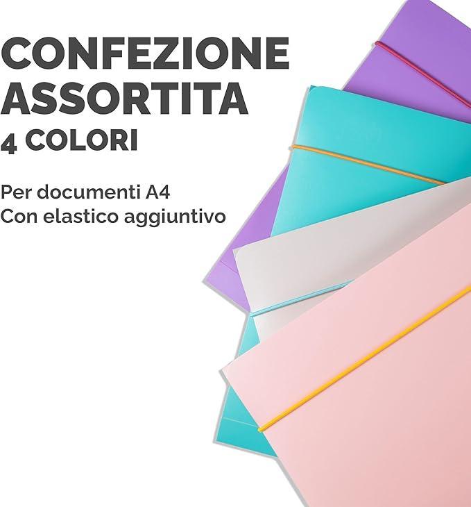 fellowes fellowes cartellina 3 lembi con elastico in ppl formato a4 conf 4 pz. colori assortiti - foto 4