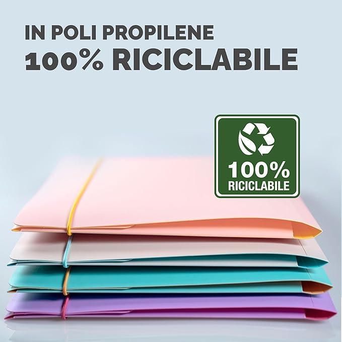 fellowes fellowes cartellina 3 lembi con elastico in ppl formato a4 conf 4 pz. colori assortiti - foto 5