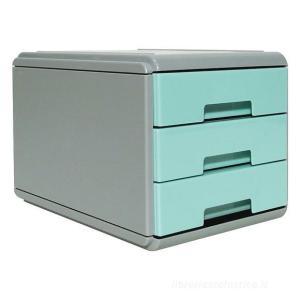 Mini cassettiera keep colour pastel grigio/azzurro 3 cassetti 17,7x25,4x17cm (misura interna 15,8x22x4cm formato a5)