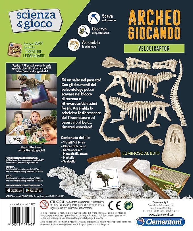 clementoni clementoni archeogiocando velociraptor dinosauri scienza e gioco lab 19144 - foto 2