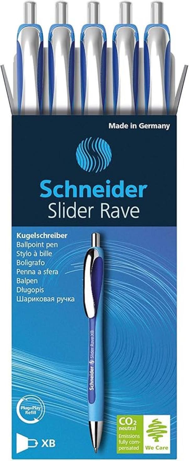schneider schneider 5 pz penna a sfera slider rave xb blu tratto 1,4 mm - foto 2