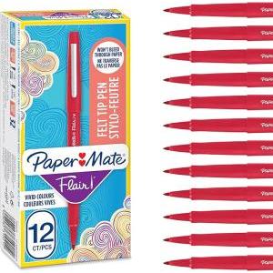 Nylon flair 12 pz penna rosso punta in feltro m tratto 0,7 mm