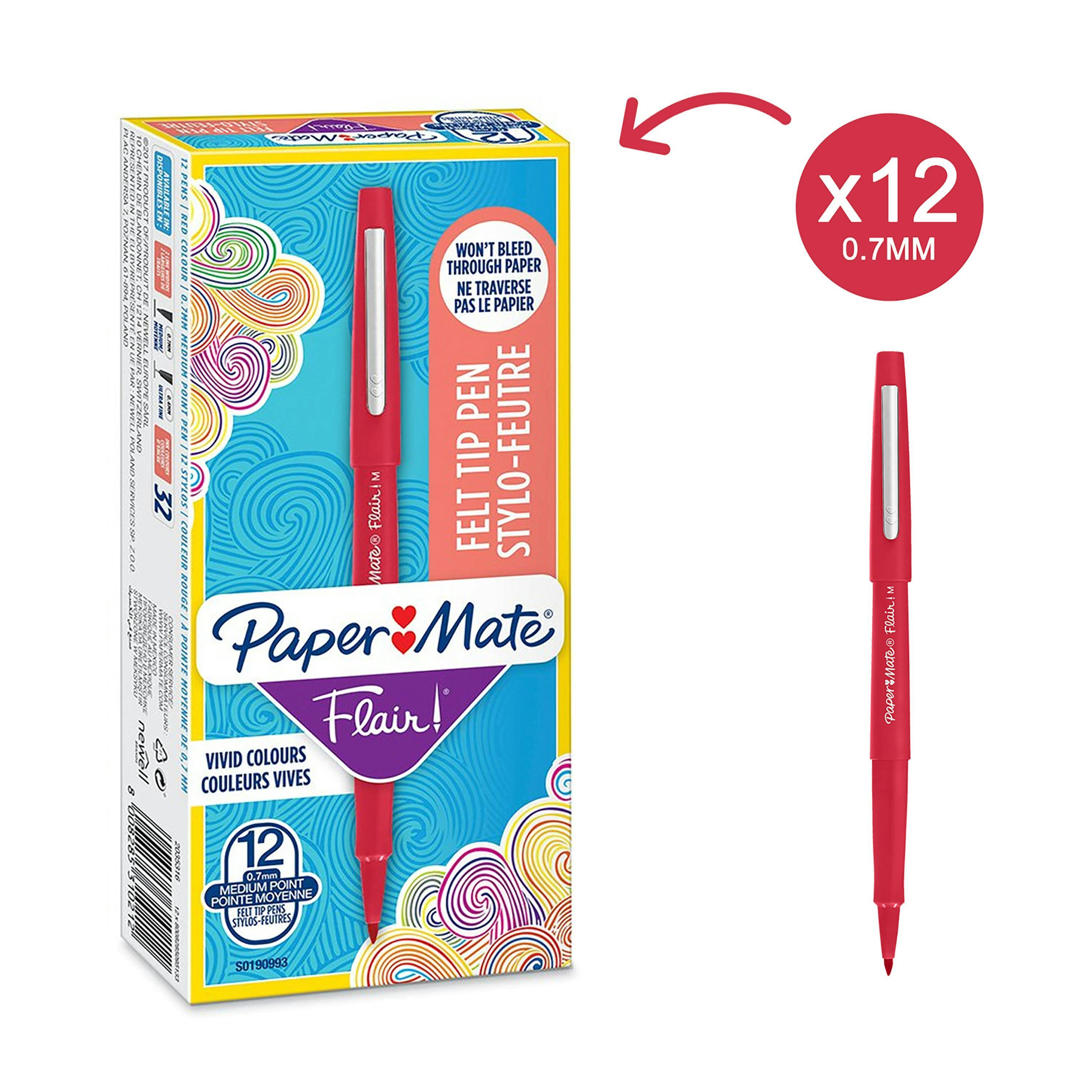 paper mate paper mate nylon flair 12 pz penna rosso punta in feltro m tratto 0,7 mm - foto 2
