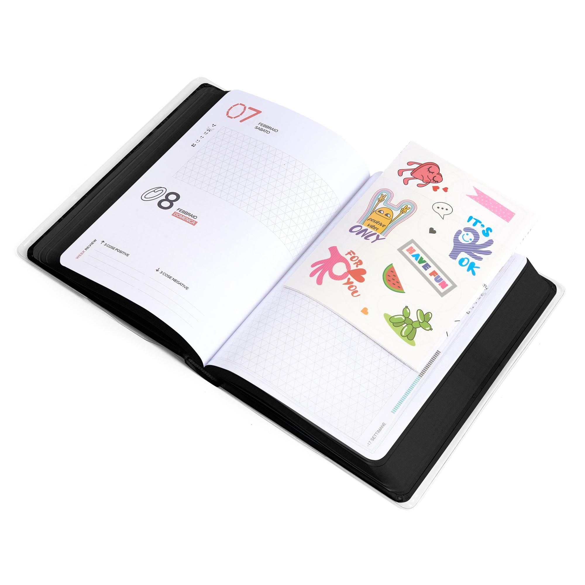 giochi preziosi be you diario agenda f.to easy 12 mesi datata 2025/26 ultra black 12,5x16,5cm - foto 4