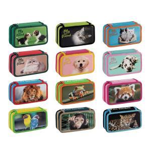 Astuccio animali grande con 3 zip completo