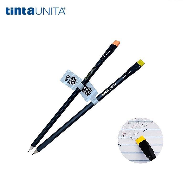 tinta unita tinta unita desk matita con fusto nero con gomma a spatola colorata - foto 1