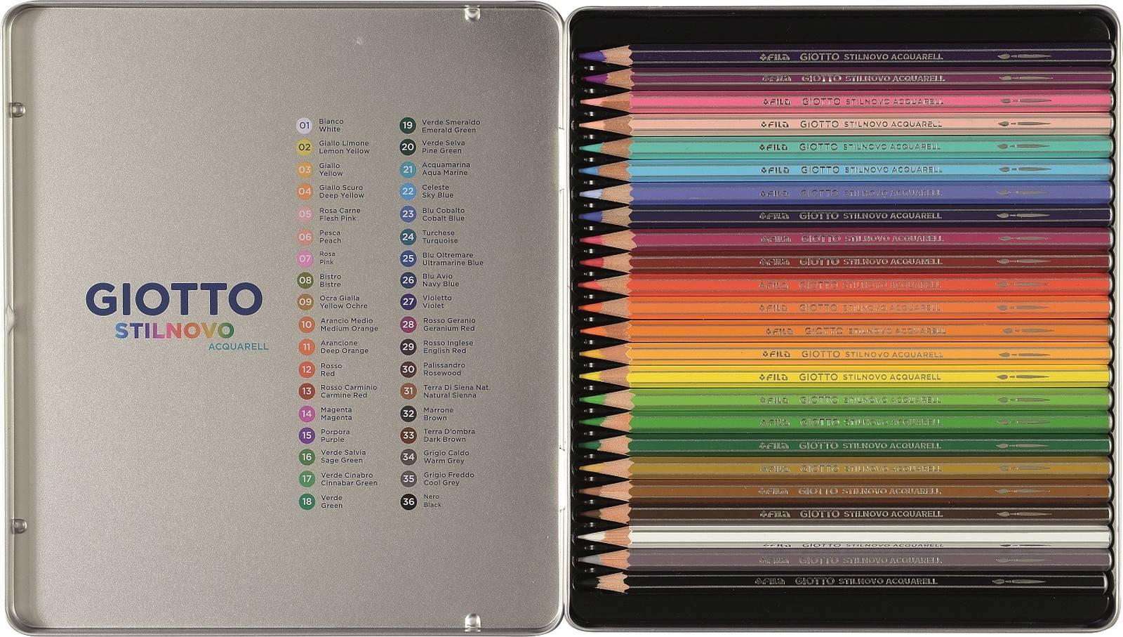 giotto giotto stilnovo aquarell 24 pastelli scatola in metallo mina 3,3mm - foto 2