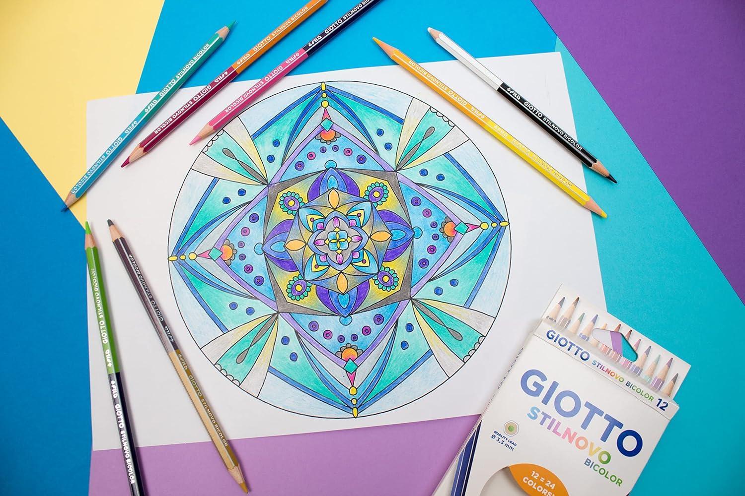 giotto giotto stilnovo bicolor pastelli 12 colori (totale 24 colori) mina 3,3 mm - foto 2