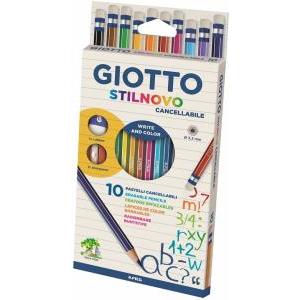 Stilnovo cancellabile 10 conf. pastelli 10 colori con gomma e temperino