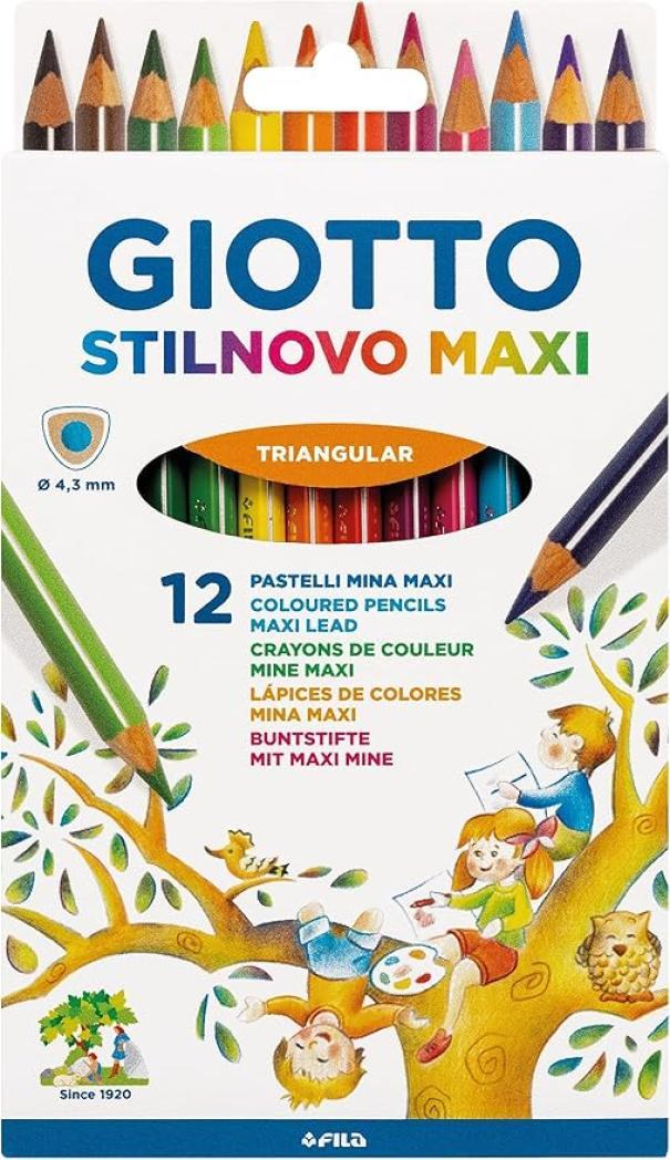 giotto giotto stilnovo maxi pastelli 12 colori mina 4,3 mm - foto 1