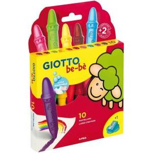 Bebè pastelli a cera 10 colori mina 7 mm con temperino