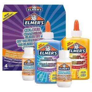 Kit colla cambia colore, 2 colle(blu/viola,giallo/rosso)+2magical liquid