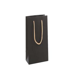 Pnp 12pz buste porta bottiglia nere in kraft con manico in cordino avana 12x41cm