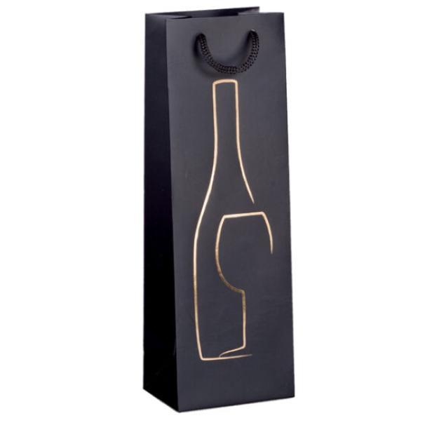 rex rex 10 pz buste porta bottiglia nere con manico e stampa a caldo 12x9x37cm - foto 1 rex rex 10 pz buste porta bottiglia nere con manico e stampa a caldo 12x9x37cm - foto 1
