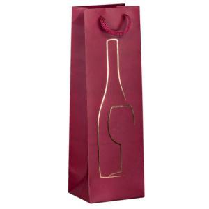 10pz buste porta bottiglia bordeaux con manico e stampa a caldo 12x9x37cm
