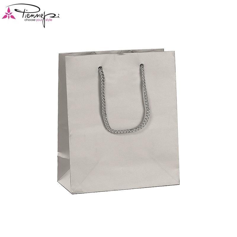 p.n.p. plast pnp 12pz buste regalo shopping argento con manico in cordino 41x36x12 cm - foto 1
