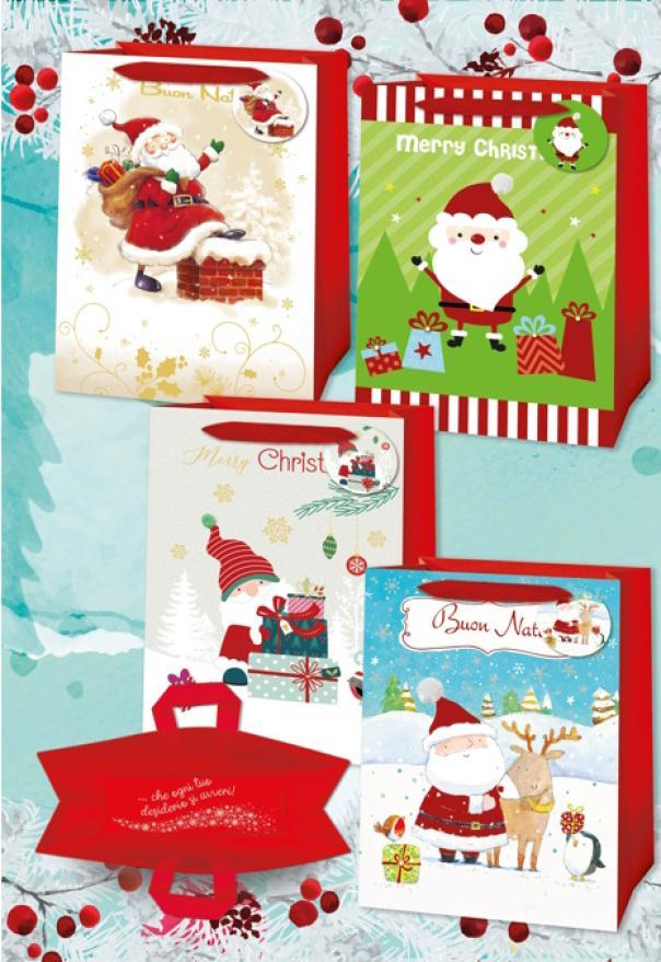 pool over dedicato a te natale 16 pz. buste regalo shopper deluxe xl 42x30x12cm assortite - foto 1