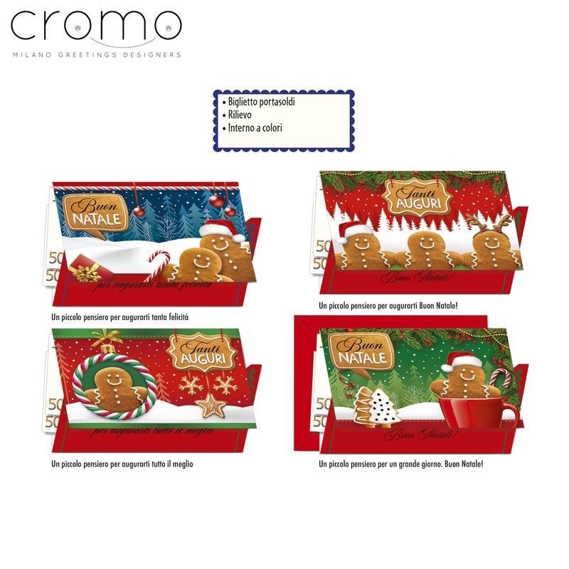 cromo srl cromo 12pz biglietti portasoldi auguri natale 12x18cm omini marzapane nt8535 - foto 1