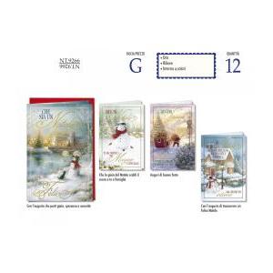 Cromo 12pz biglietti auguri buon natale 12x18cm nt 9266