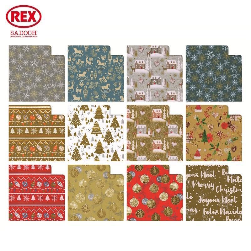 rex rex 100 fogli carta regalo natale raso prestigio 70x100cm fantasie assortite - foto 1