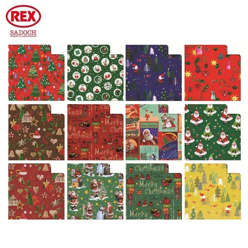 rex rex 100 fogli carta regalo natale raso country 70x100cm fantasie assortite - foto 1