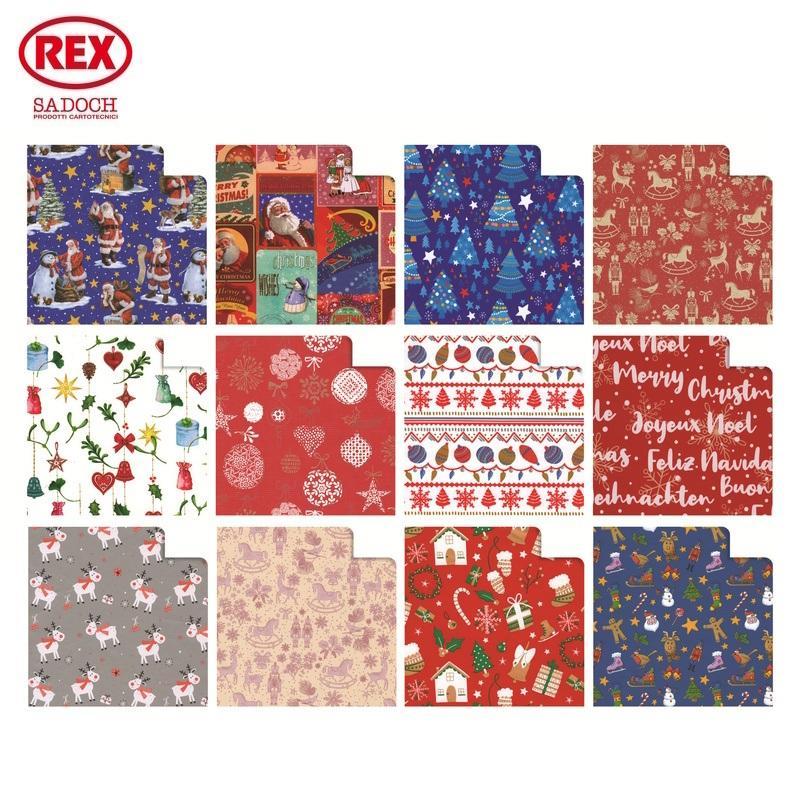 rex rex 100 fogli carta regalo natale raso 70x100cm fantasie assortite r4410nat - foto 1