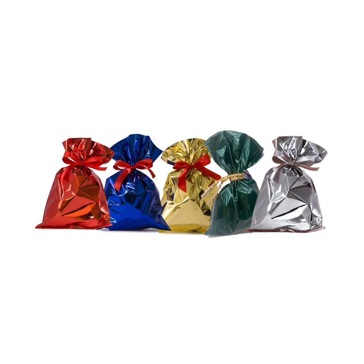 p.n.p. plast pnp 100 buste sacchetti regalo natale 20x35cm 5 colori metallizzati - foto 1