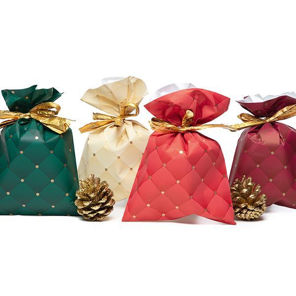 p.n.p. plast pnp 100pz buste sacchetti regalo natalizi velour 20x35cm 5 colori - foto 1