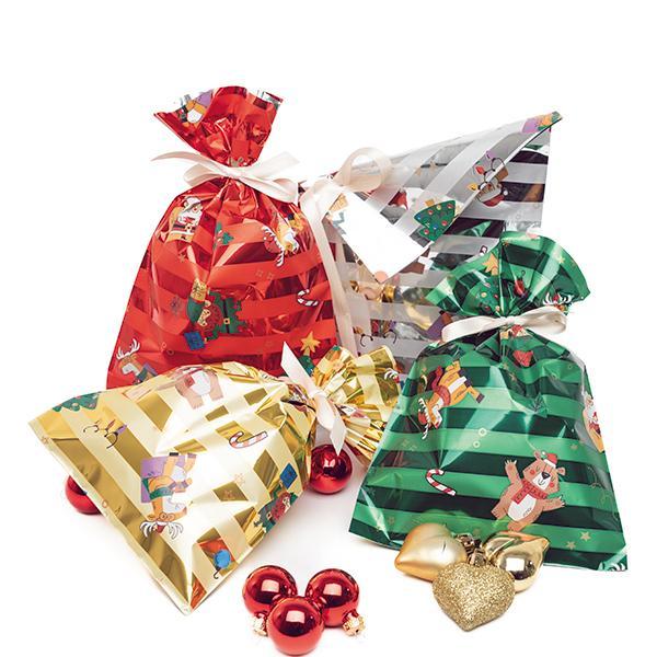 p.n.p. plast pnp 50pz buste sacchetti regalo natalizi yankee 35x50cm 5 colori - foto 1 p.n.p. plast pnp 50pz buste sacchetti regalo natalizi yankee 35x50cm 5 colori - foto 1