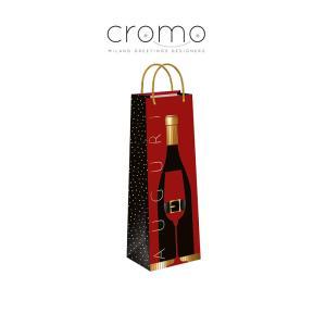 Cromo 12 pz. shopper natale buste porta bottiglia 37x12,7x11,3 cm con manico