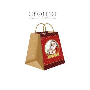 Cromo 12 pz. shopper natale buste per dolci e torte 25x24,5x35 cm con manico