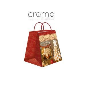 Cromo 12 pz. shopper natale buste per dolci e torte 25x24,5x35 cm con manico