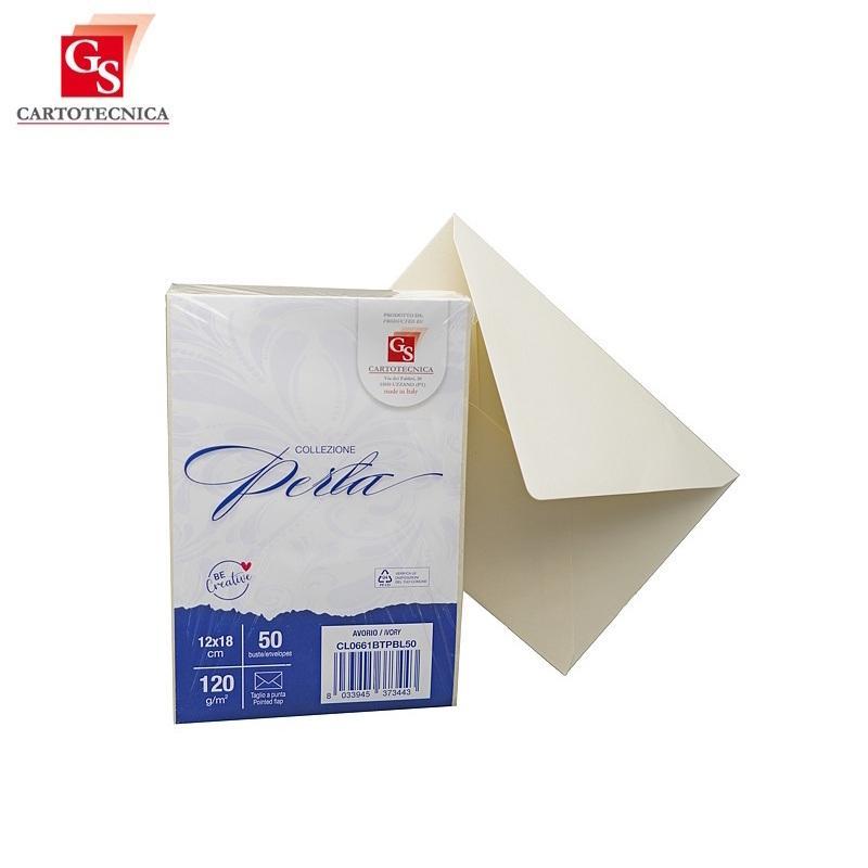 gs cartotecnica gs cartotecnica 50pz buste da lettera perla avorio 12x18cm 120gr/mq - foto 1