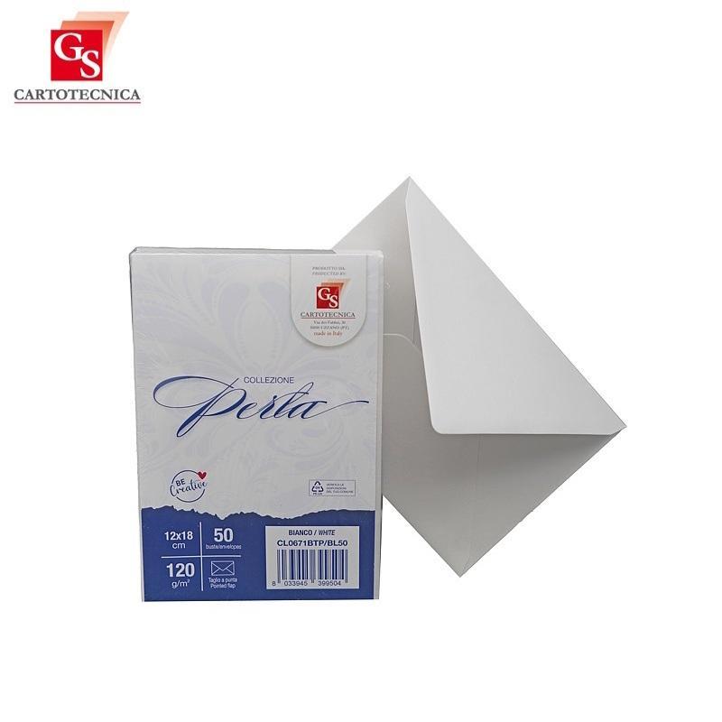gs cartotecnica gs cartotecnica 50pz buste da lettera perla bianche 12x18cm 120gr/mq - foto 1