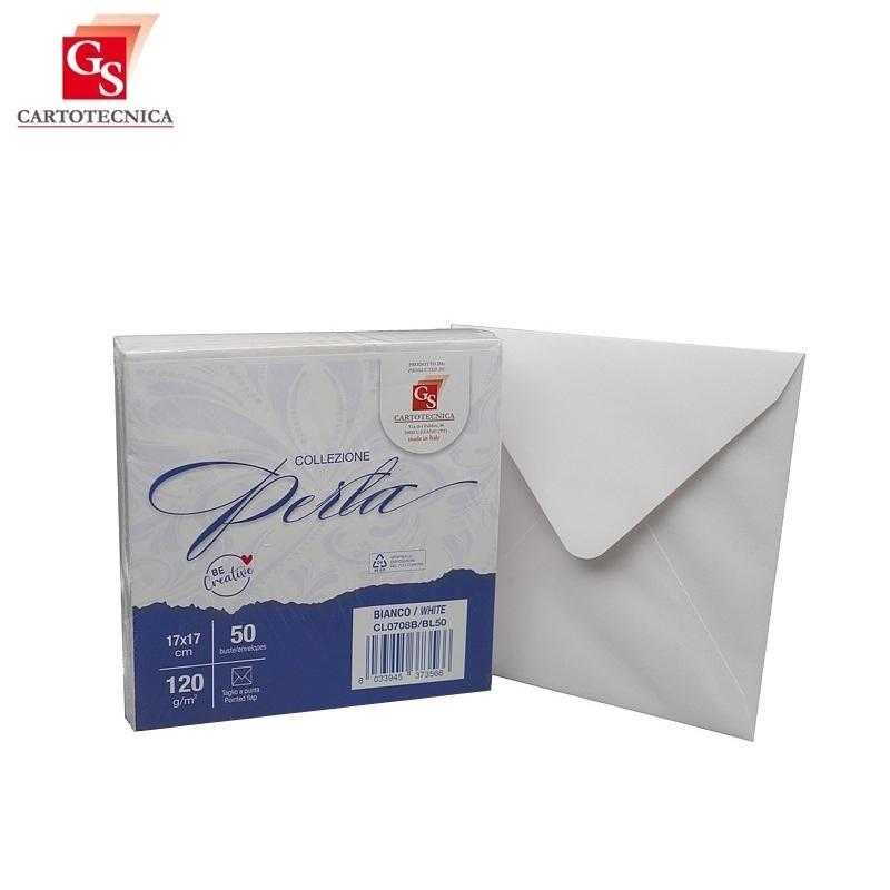 gs cartotecnica gs cartotecnica 50pz buste da lettera perla bianche 17x17cm 120gr/mq - foto 1