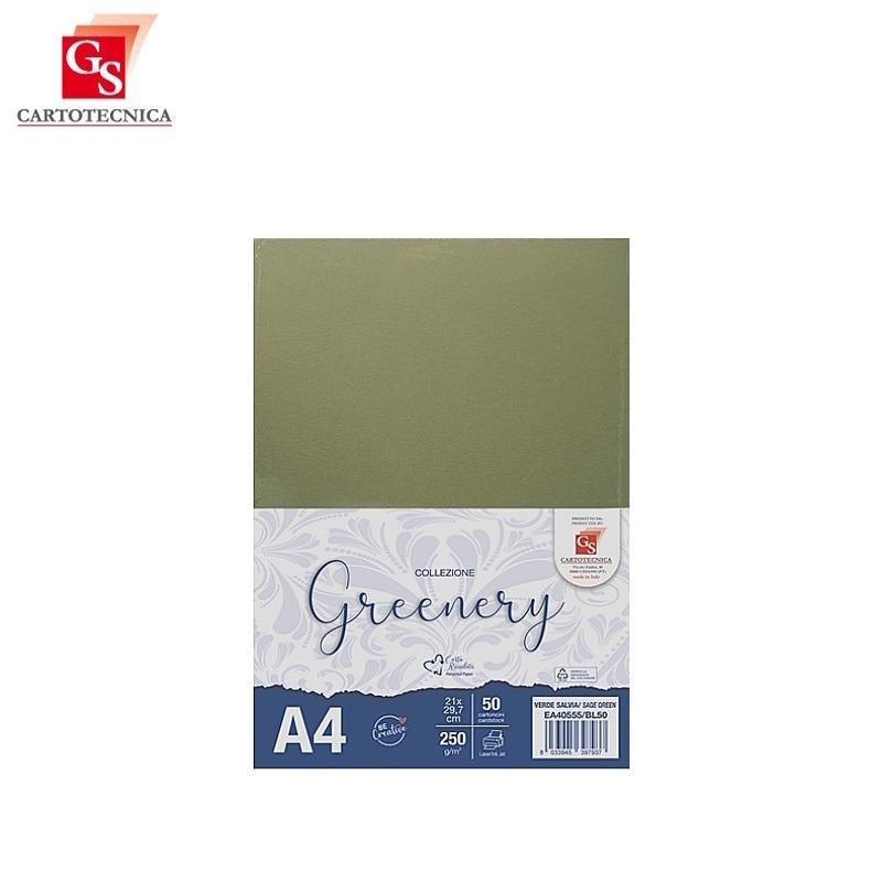 gs cartotecnica gs cartotecnica 50 fg. cartoncino greenery verde salvia a4 (21x29,7cm) 250gr/mq - foto 1