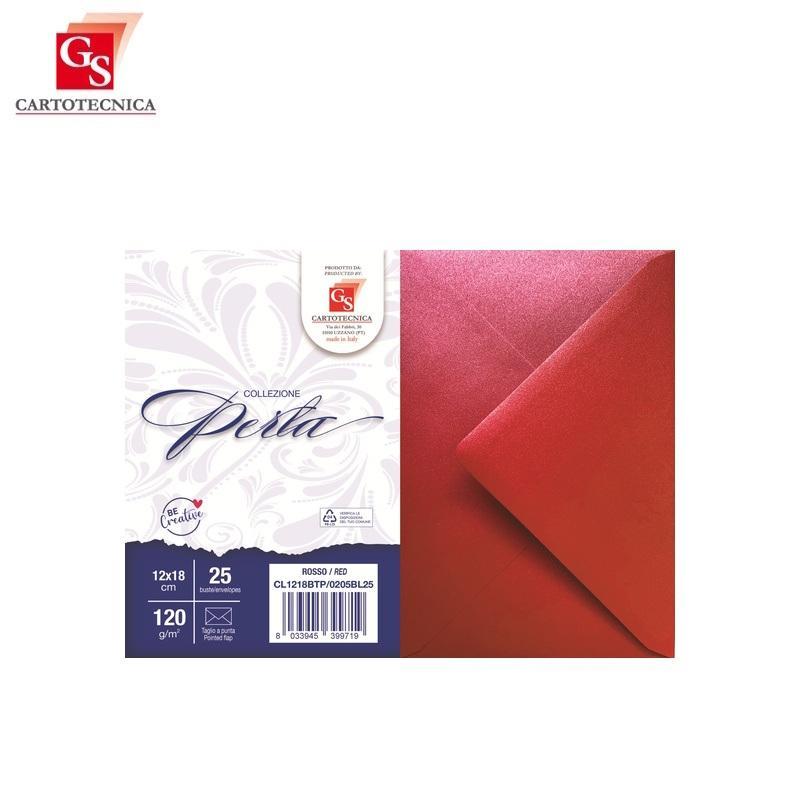 gs cartotecnica gs cartotecnica 25pz buste da lettera perla rosso 12x18cm 120gr/mq - foto 1