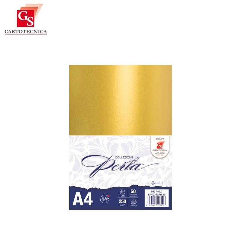 gs cartotecnica gs cartotecnica 50 fg. cartoncino perla oro a4 (21x29,7cm) 250gr/mq - foto 1