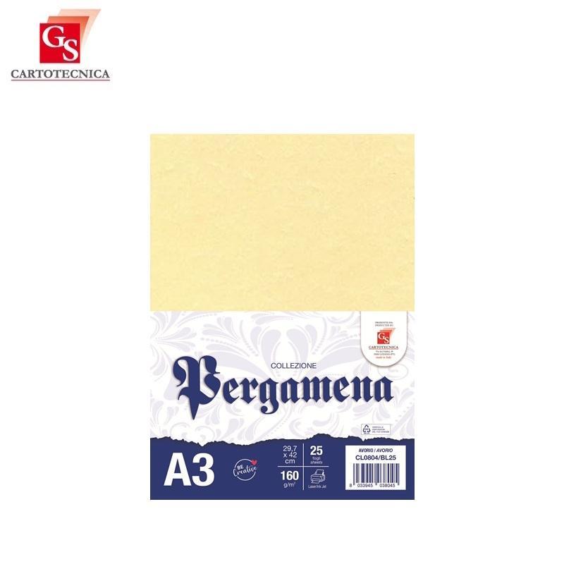 gs cartotecnica gs cartotecnica 25fogli pergamena avorio senza cornice 29,7x42cm 160gr/mq - foto 1