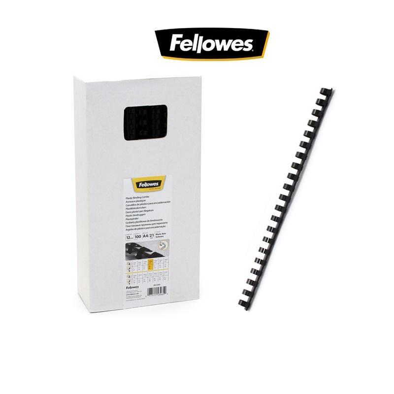 fellowes fellowes 100 pz spirali in plastica per rilegare tonde ø 12 mm nero - foto 1