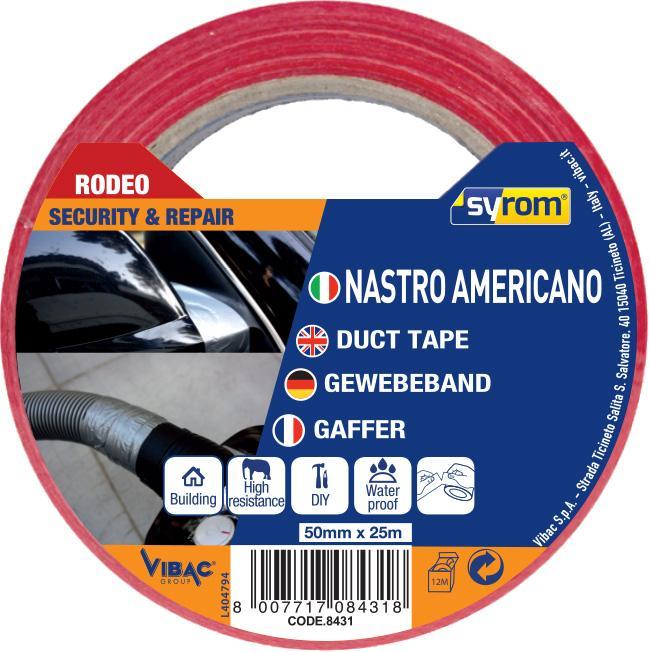 vibac vibac nastro adesivo americano telato rodeo rosso 50mmx25mt - foto 1